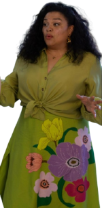 Michelle Buteau Spa Weekend Green Floral Skirt Set - Image 3